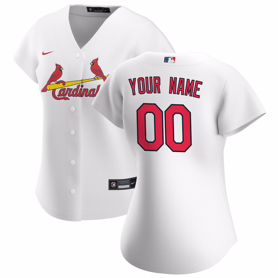Women's St. Louis Cardinals Nike White Home Replica Custom Jersey - Jersey