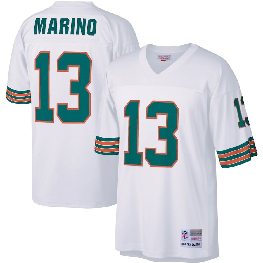 Men's Miami Dolphins Dan Marino Mitchell & Ness White Big & Tall 1984 Retired Player Replica Jersey - Jersey