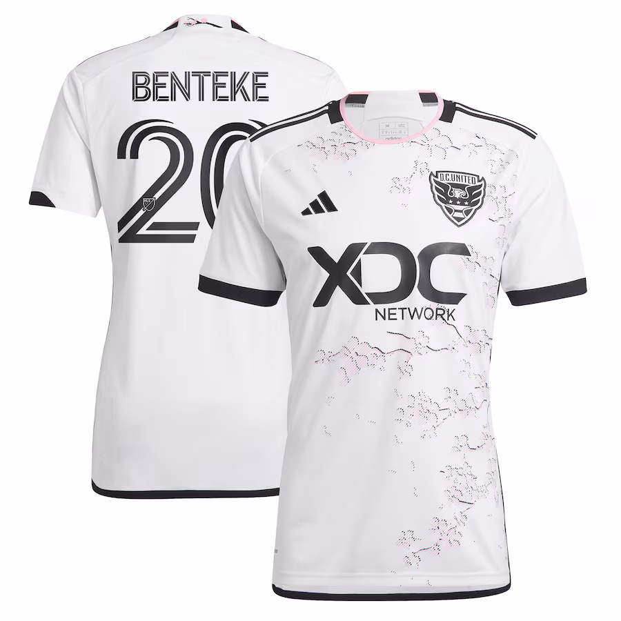 Men's D.C. United Christian Benteke adidas White 2023 The Cherry Blossom Kit Replica Player Jersey - Jersey