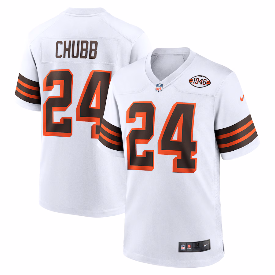 Men's Cleveland Browns Nick Chubb Nike White 1946 Collection Alternate Game Jersey - Jersey