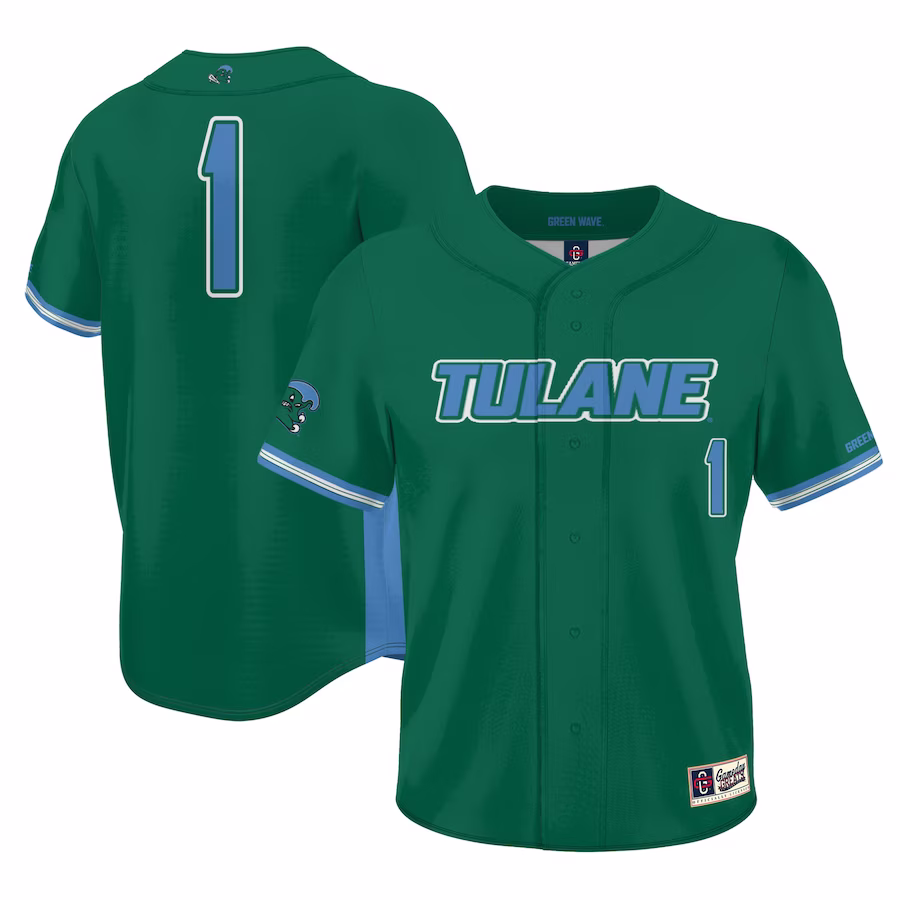 #1 Tulane Green Wave GameDay Greats Youth Lightweight Baseball Jersey - Green - Jersey