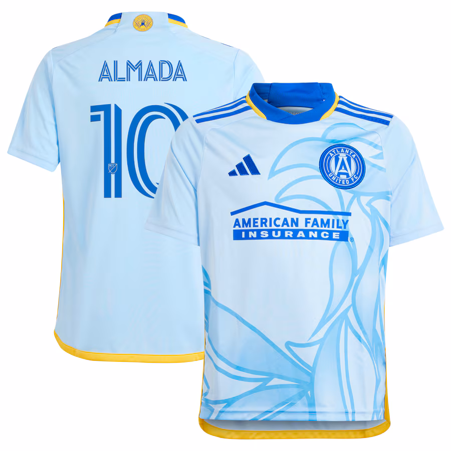 Youth Atlanta United FC Thiago Almada adidas Light Blue 2024 The Resurgens Kit Replica Player Jersey - Jersey