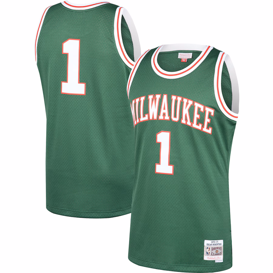 Men's Milwaukee Bucks Oscar Robertson Mitchell & Ness Green 2001/02 Hardwood Classics Swingman Jersey - Jersey