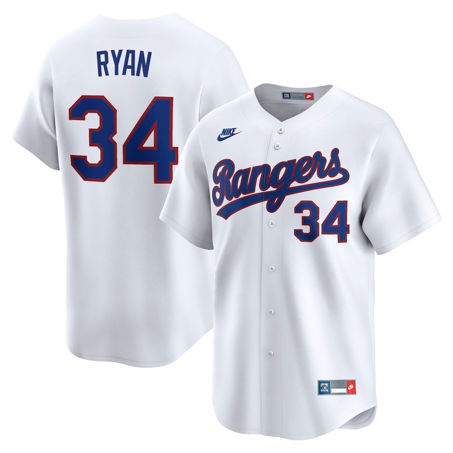 Men's Texas Rangers Nolan Ryan Nike White Throwback Cooperstown Collection Limited Jersey - Jersey