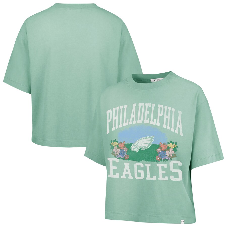 Women's Philadelphia Eagles  '47 Mint Florentina Montauk Cropped T-Shirt - Jersey