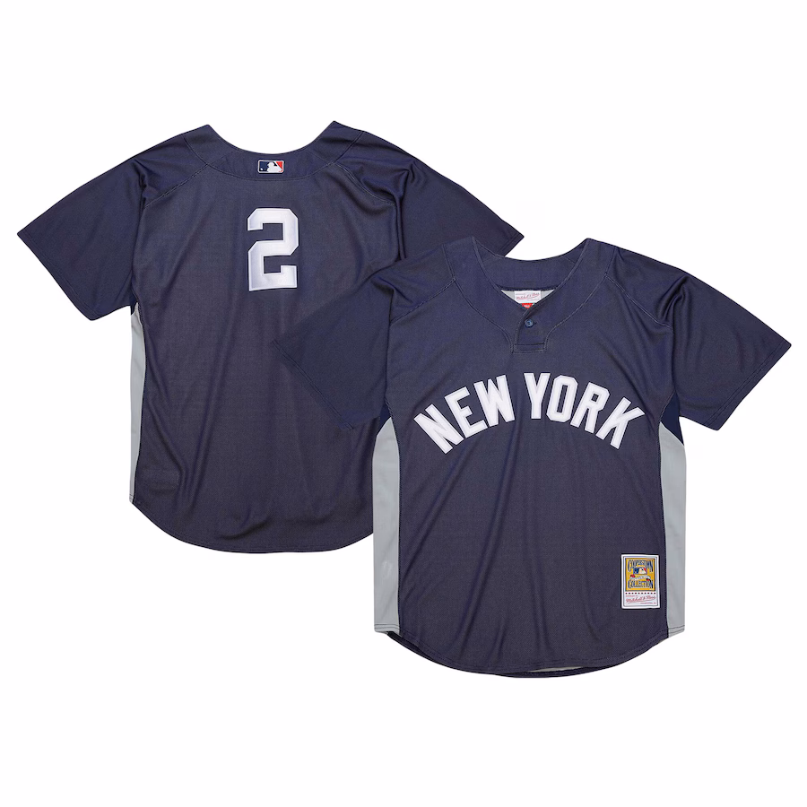 Men's New York Yankees Derek Jeter Mitchell & Ness Navy Cooperstown Collection Batting Practice Jersey - Jersey
