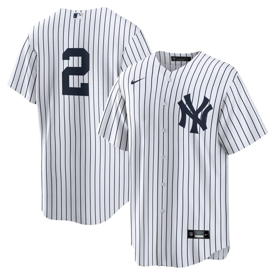Men's New York Yankees Derek Jeter Nike White/Navy 2020 Hall of Fame Induction Home Replica Player Name Jersey - Jersey