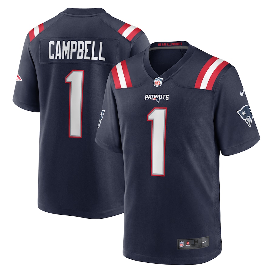 Men's New England Patriots Will Campbell Nike Navy 2025 NFL Draft First Round Pick Game Jersey - Jersey