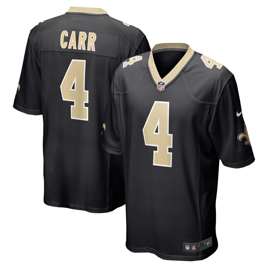 Men's New Orleans Saints Derek Carr Nike Black Game Jersey - Jersey