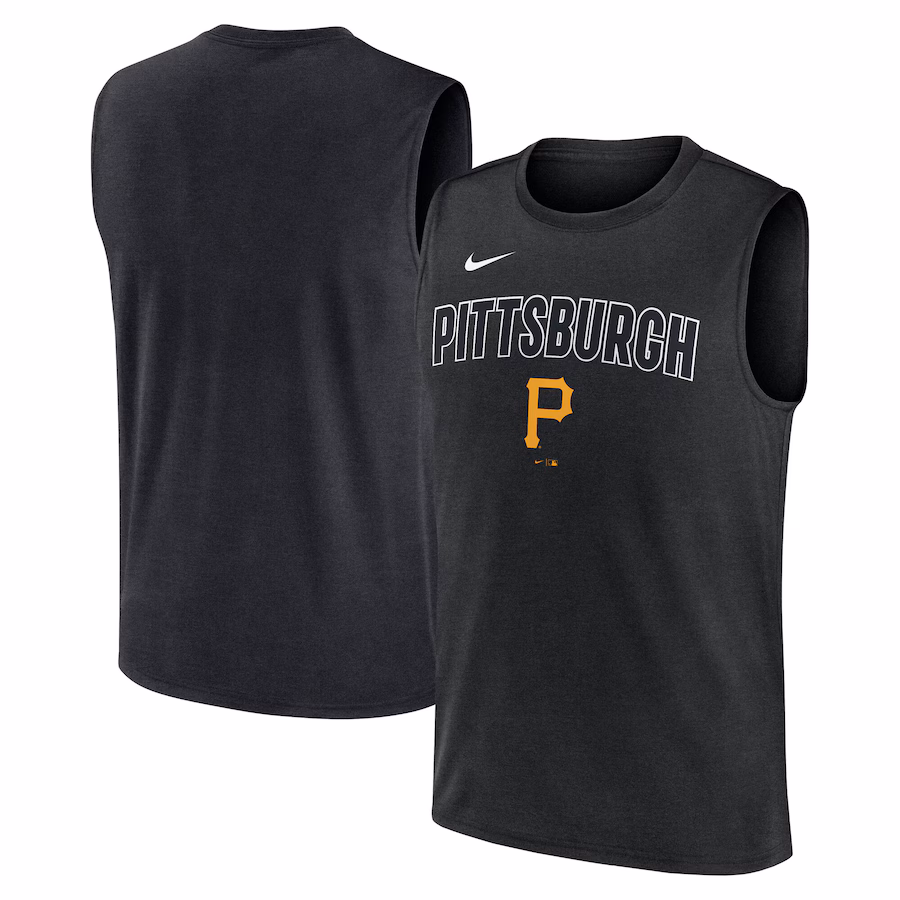 Men's Pittsburgh Pirates Nike Black Knockout Performance Muscle Tank Top - Jersey