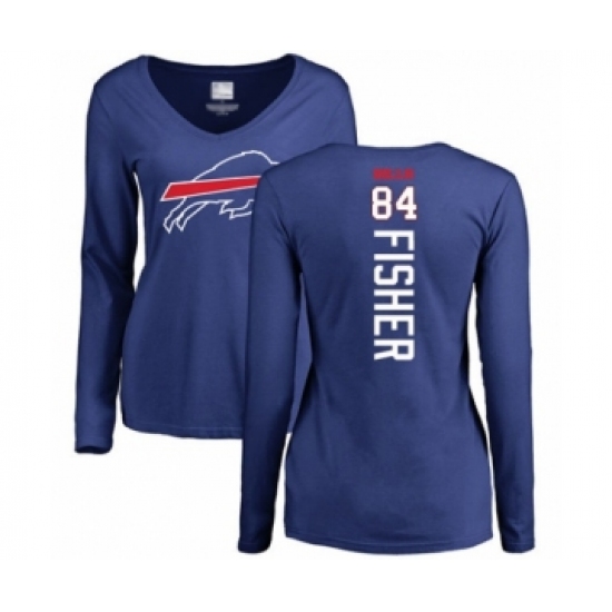 Football Women's Buffalo Bills #84 Jake Fisher Royal Blue Backer Long Sleeve T-Shirt - Jersey