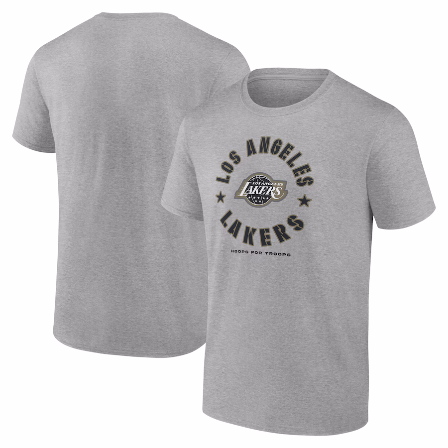 Men's Los Angeles Lakers Heather Gray Hoops for Troops T-Shirt - Jersey