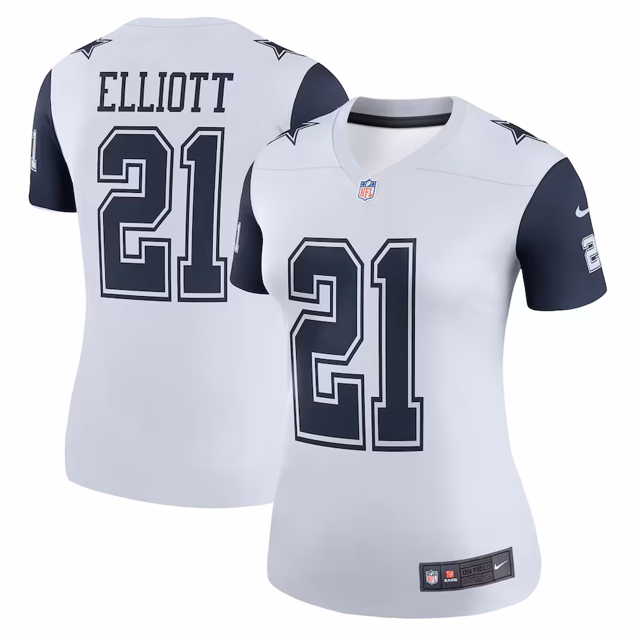 Women's Dallas Cowboys Ezekiel Elliott Nike White Color Rush Legend Player Jersey - Jersey