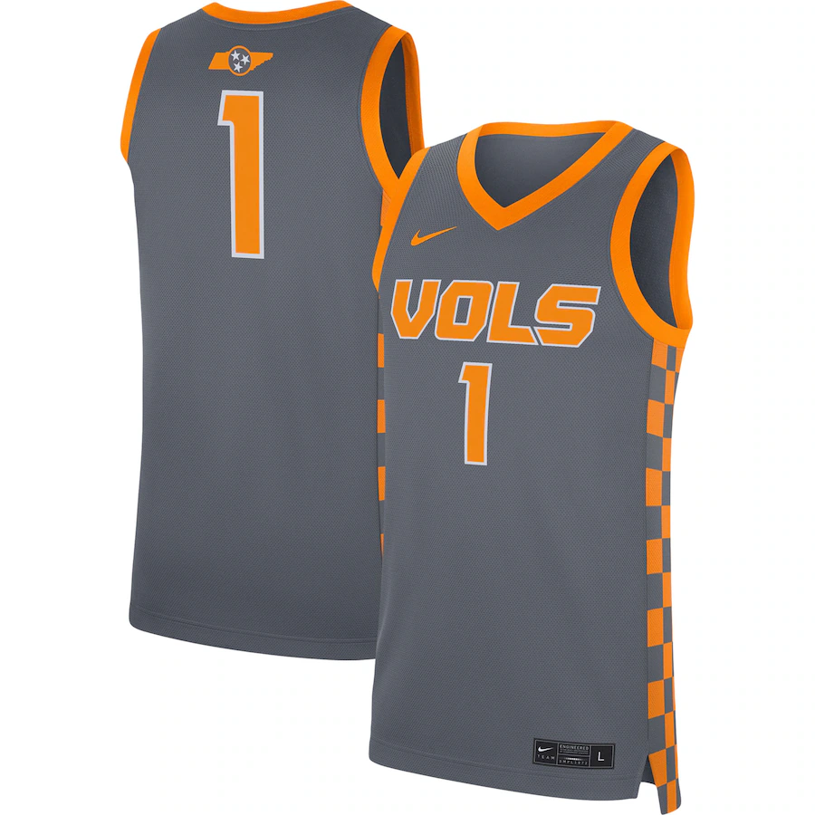 Men's Nike #1 Gray Tennessee Volunteers Replica Jersey - Jersey