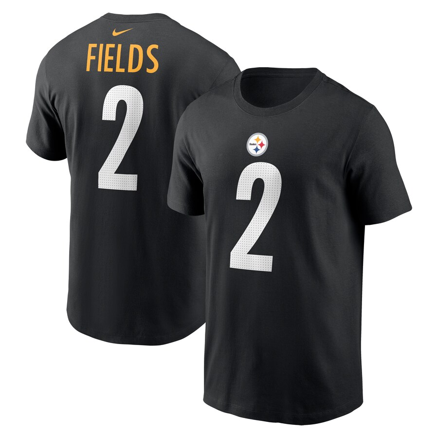 Men's Pittsburgh Steelers Justin Fields Nike Black Player Name & Number T-Shirt - Jersey