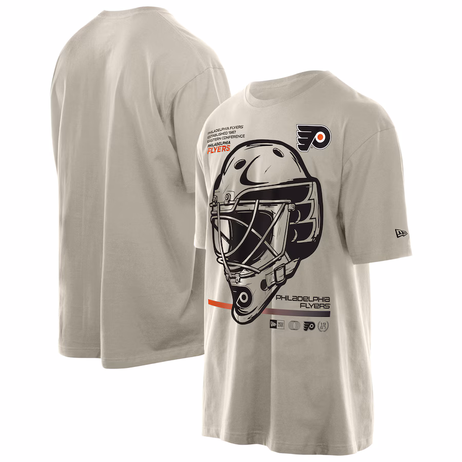 Men's Philadelphia Flyers New Era Tan Goalie Mask T-Shirt - Jersey
