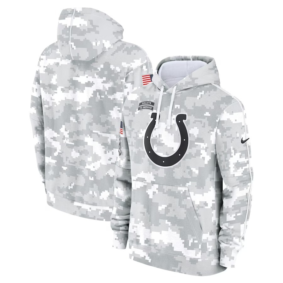 Men's Indianapolis Colts Nike Arctic Camo 2024 Salute to Service Club Fleece Pullover Hoodie - Jersey