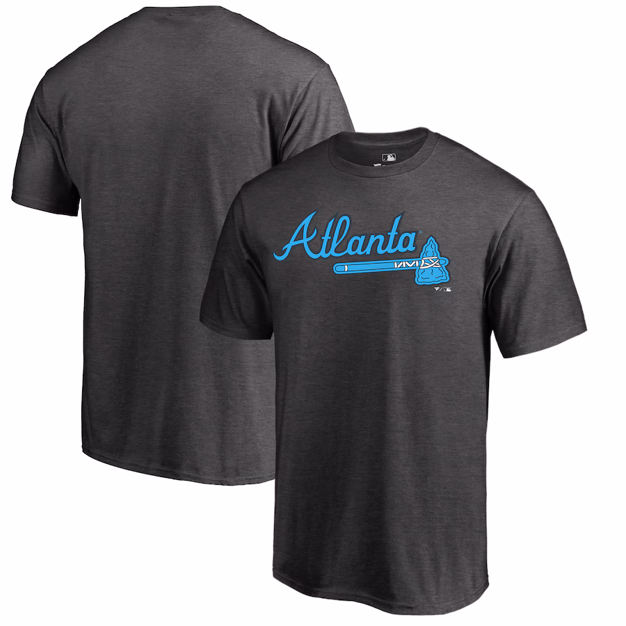 Men's Atlanta Braves Heathered Charcoal Blue Wordmark T-Shirt - Jersey