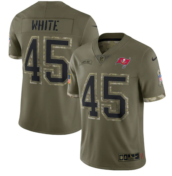Men's Tampa Bay Buccaneers #45 Devin White 2022 Olive Salute To Service Limited Stitched Jersey - Jersey