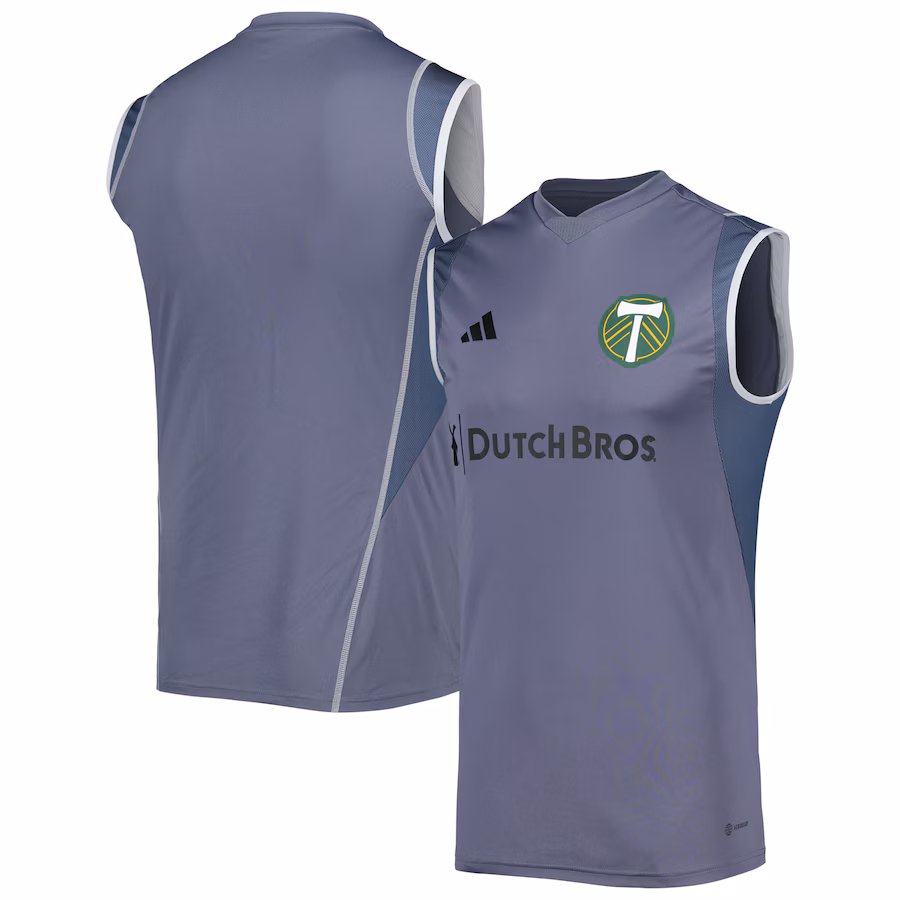Men's Portland Timbers adidas Gray 2023 On-Field Sleeveless Training Jersey - Jersey