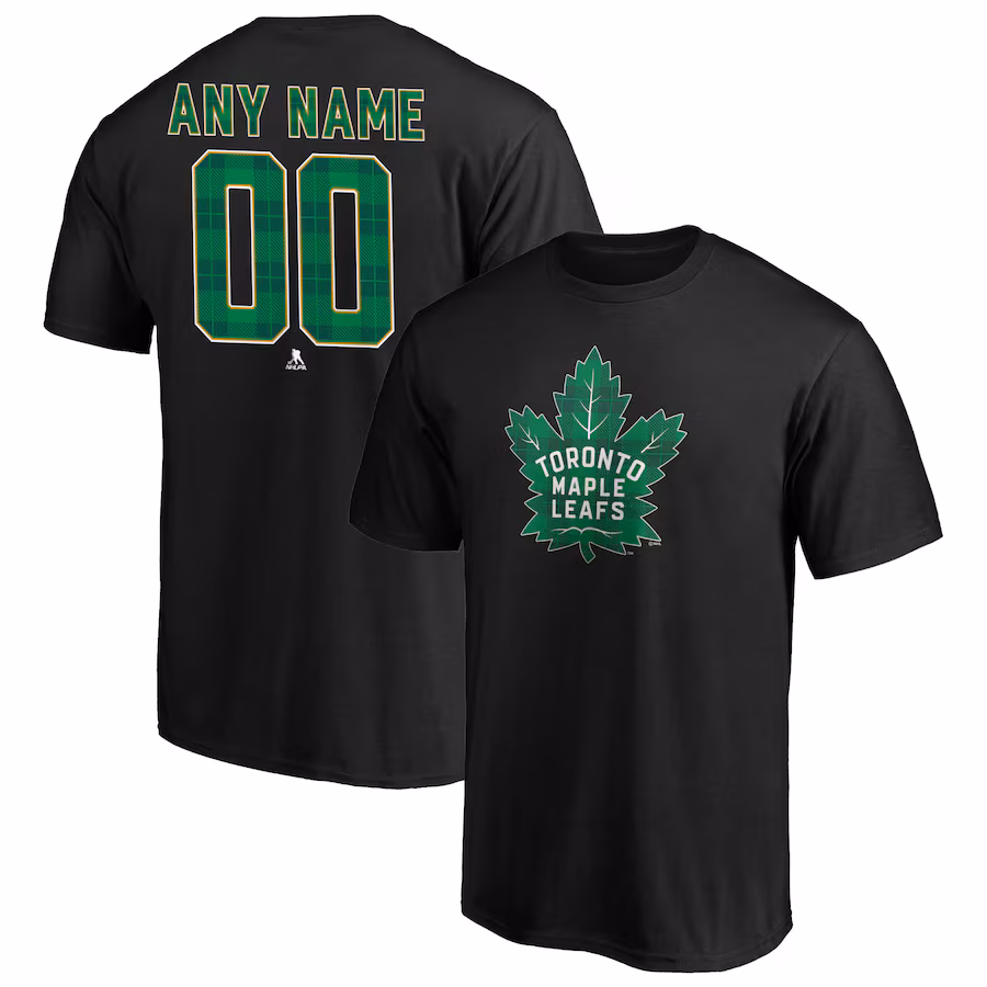 Men's Toronto Maple Leafs Black Emerald Plaid Personalized Name & Number T-Shirt - Jersey