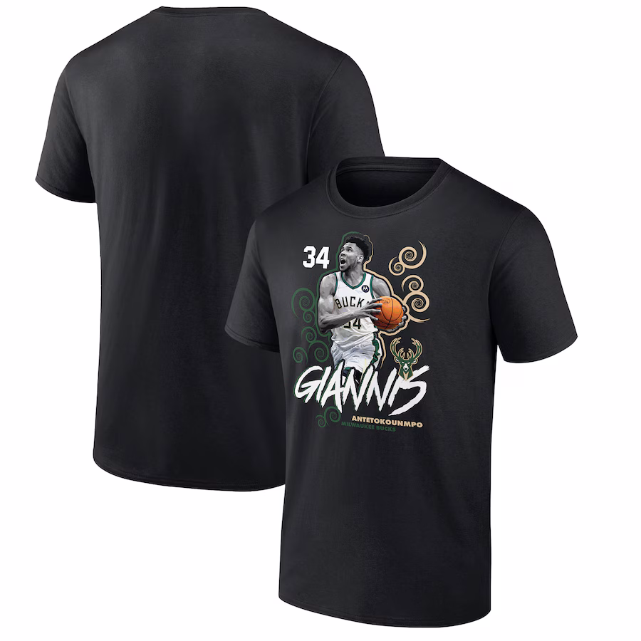 Men's Milwaukee Bucks Giannis Antetokounmpo Black Competitor T-Shirt - Jersey