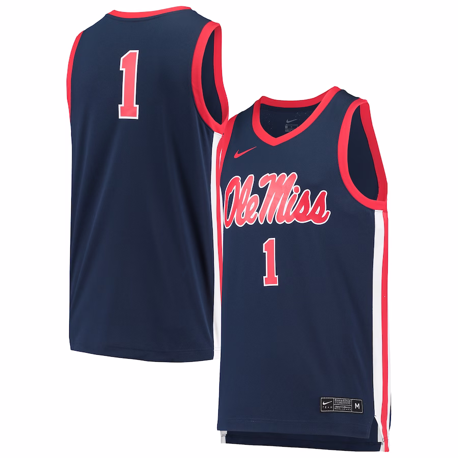 #1 Ole Miss Rebels Nike Replica Basketball Jersey - Navy - Jersey