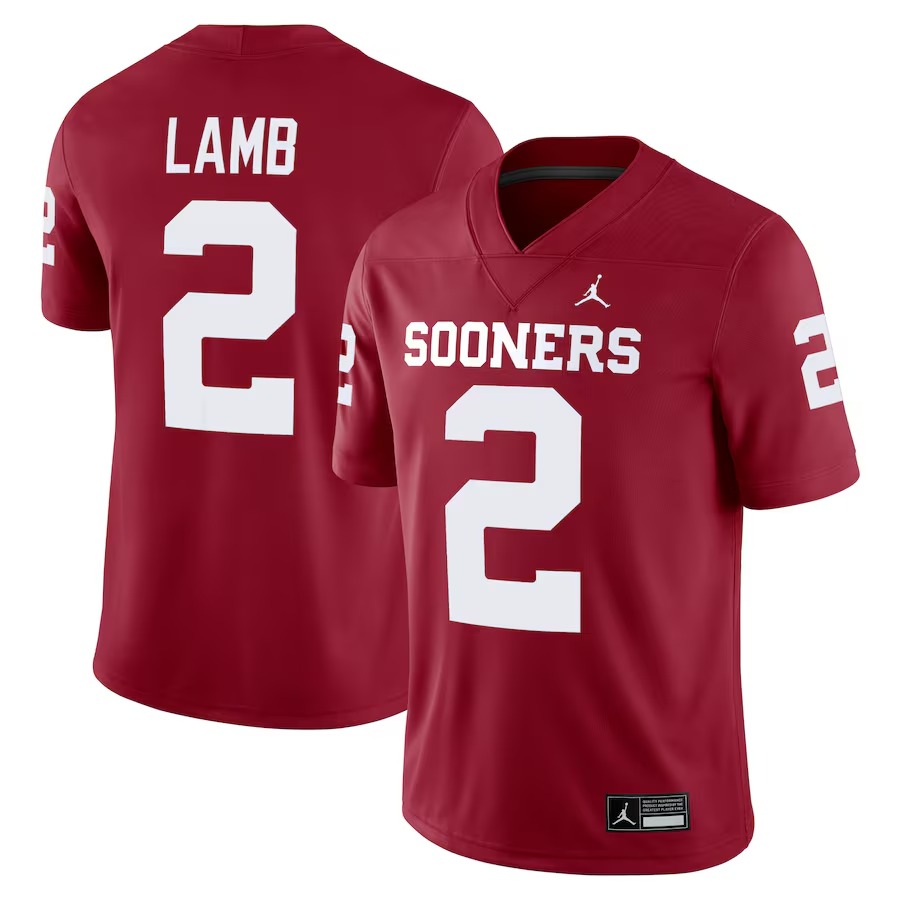 Men's Jordan Brand CeeDee Lamb Crimson Oklahoma Sooners Alumni Player Game Jersey - Jersey
