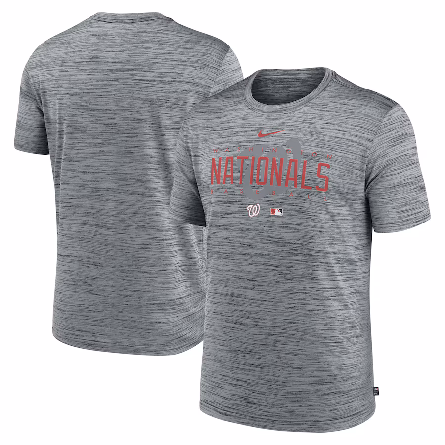 Men's Washington Nationals Nike Heather Gray Authentic Collection Velocity Performance Practice T-Shirt - Jersey