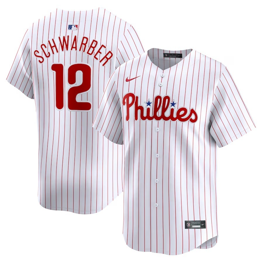Men's Philadelphia Phillies Kyle Schwarber Nike White Home Limited Player Jersey - Jersey