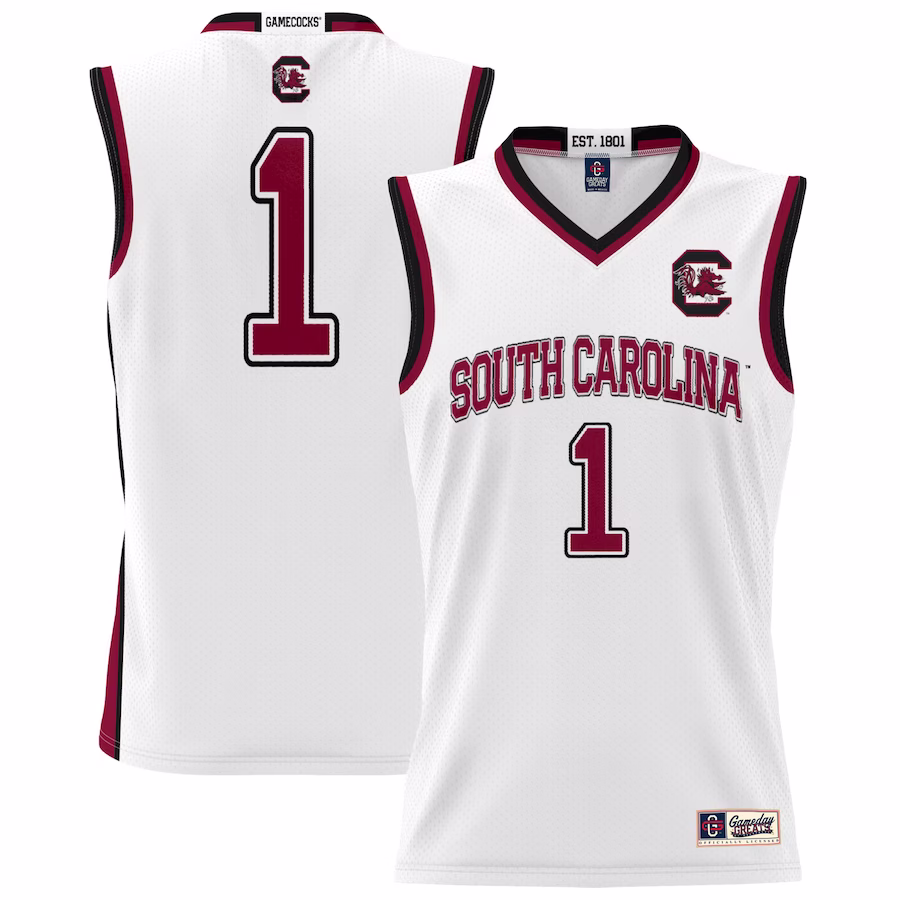 #1 South Carolina Gamecocks GameDay Greats Unisex Lightweight Basketball Jersey - White - Jersey