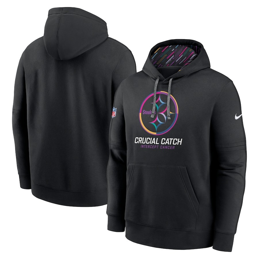 Men's Pittsburgh Steelers Nike Black 2024 NFL Crucial Catch Club Pullover Hoodie - Jersey