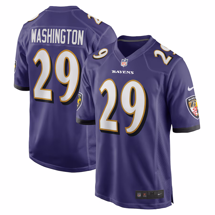 Men's Baltimore Ravens Ar'Darius Washington Nike Purple Player Game Jersey - Jersey