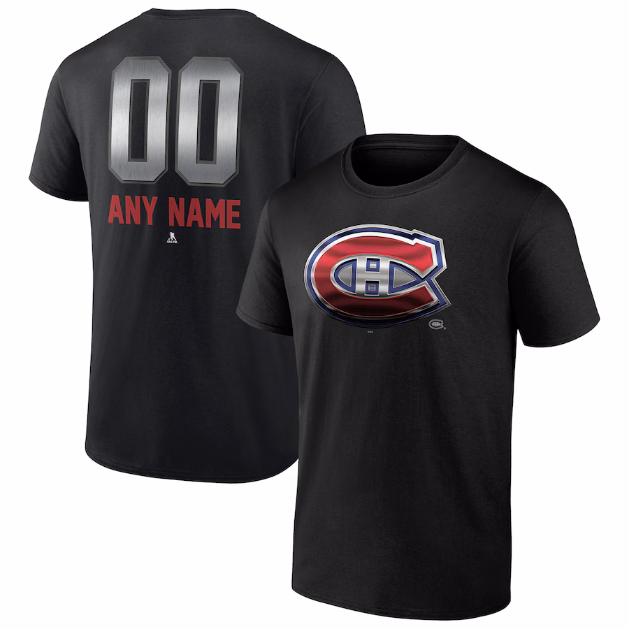 Men's Montreal Canadiens Black Personalized Midnight Mascot Logo T-Shirt - Jersey