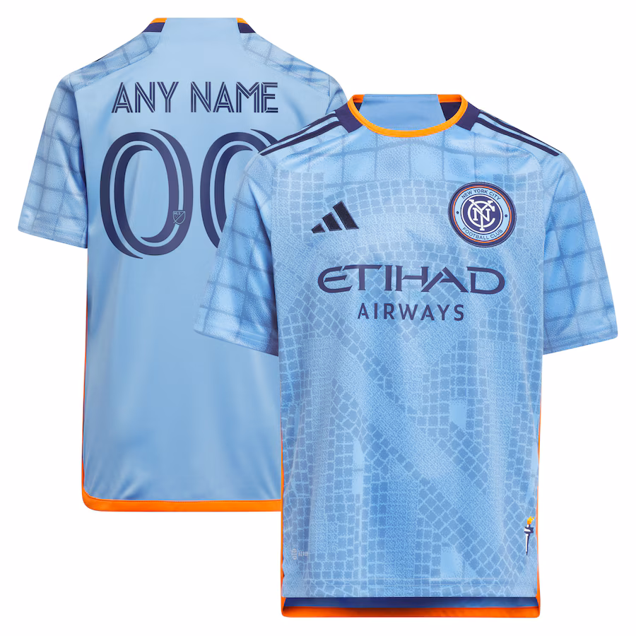 Youth New York City FC adidas Light Blue 2023 The Interboro Kit Replica Custom Jersey - Jersey