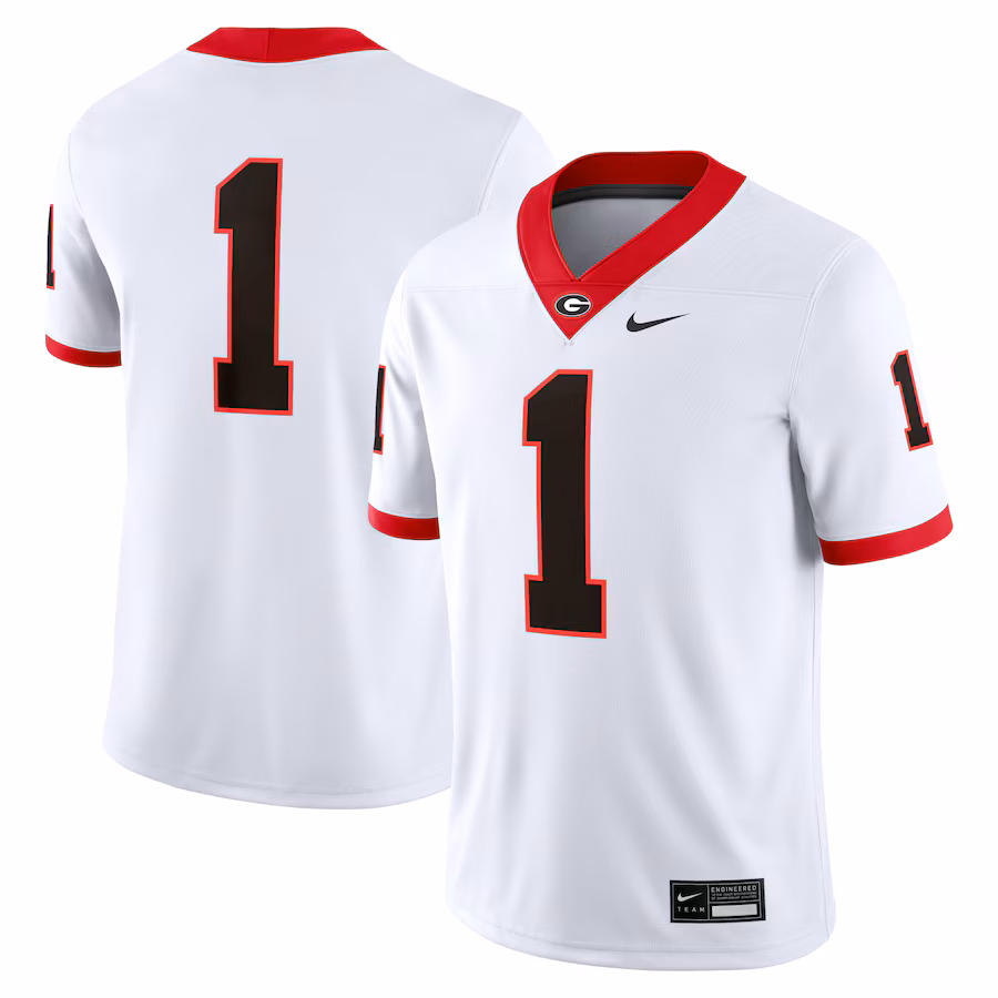 Men's Nike #1 White Georgia Bulldogs Game Jersey - Jersey