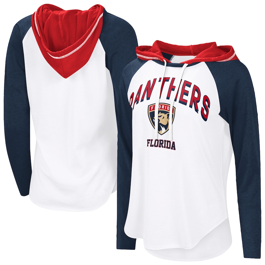 Women's Florida Panthers G-III 4Her by Carl Banks White VIP Raglan Long Sleeve Hoodie T-Shirt - Jersey