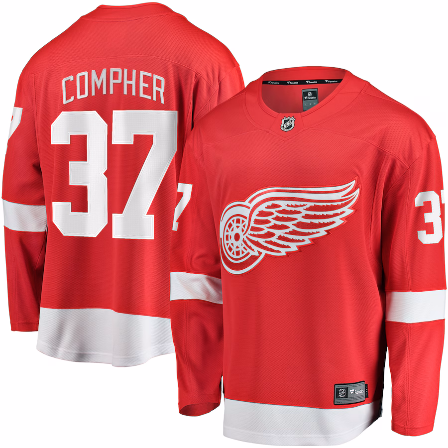Men's Detroit Red Wings J.T. Compher Fanatics Red Home Breakaway Jersey - Jersey