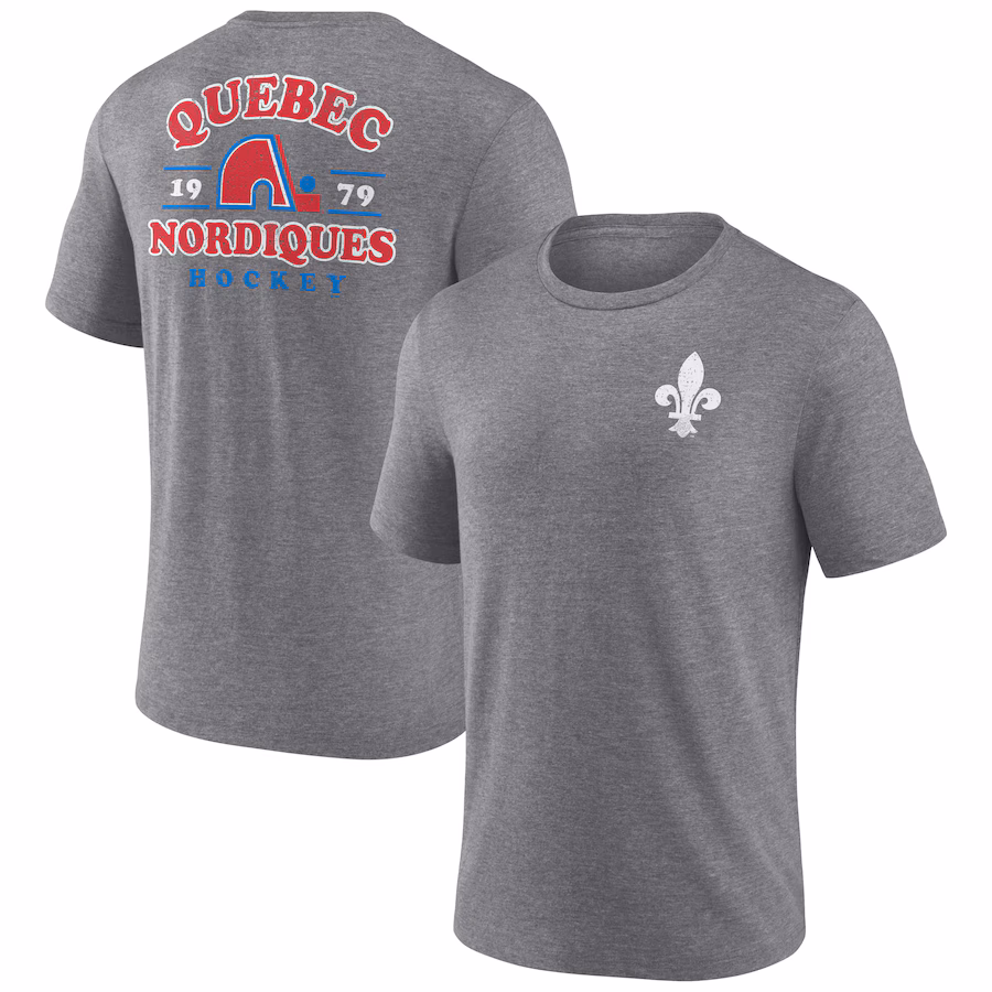 Men's Quebec Nordiques Fanatics Heather Gray Vintage Hockey Winger Tri-Blend T-Shirt - Jersey
