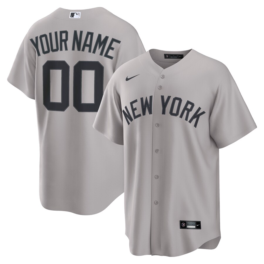 Men's New York Yankees Nike Gray Away Custom Replica 2.0 Jersey - Jersey