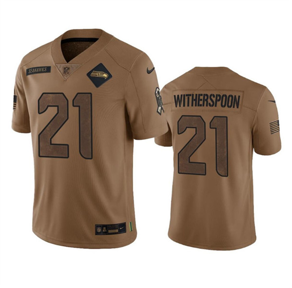 Men's Seattle Seahawks #21 Devon Witherspoon 2023 Brown Salute To Service Limited Football Stitched Jersey - Jersey