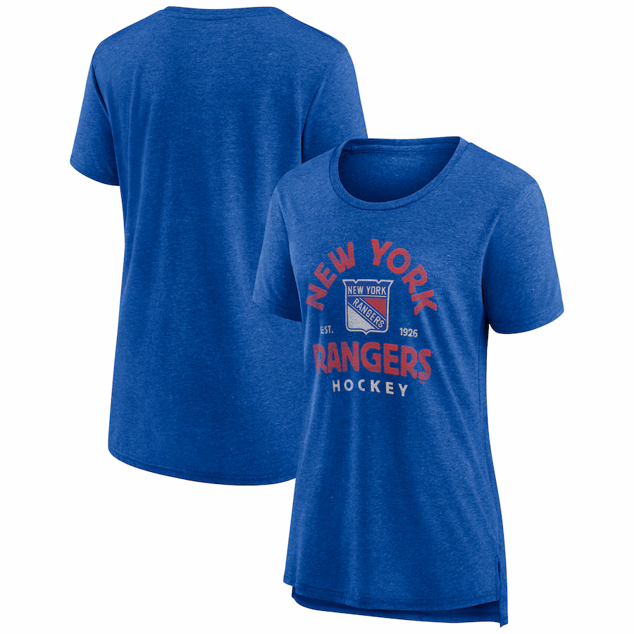 Women's New York Rangers Blue Vintage Arch Tri-Blend T-Shirt - Jersey