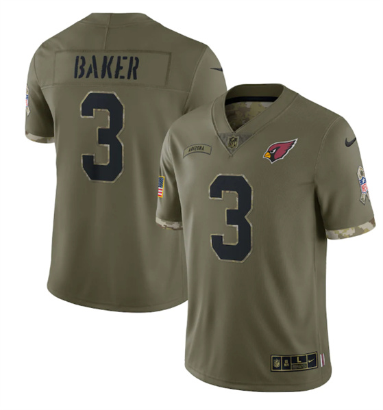 Men's Arizona Cardinals #3 Budda Baker 2022 Olive Salute To Service Limited Stitched Jersey - Jersey