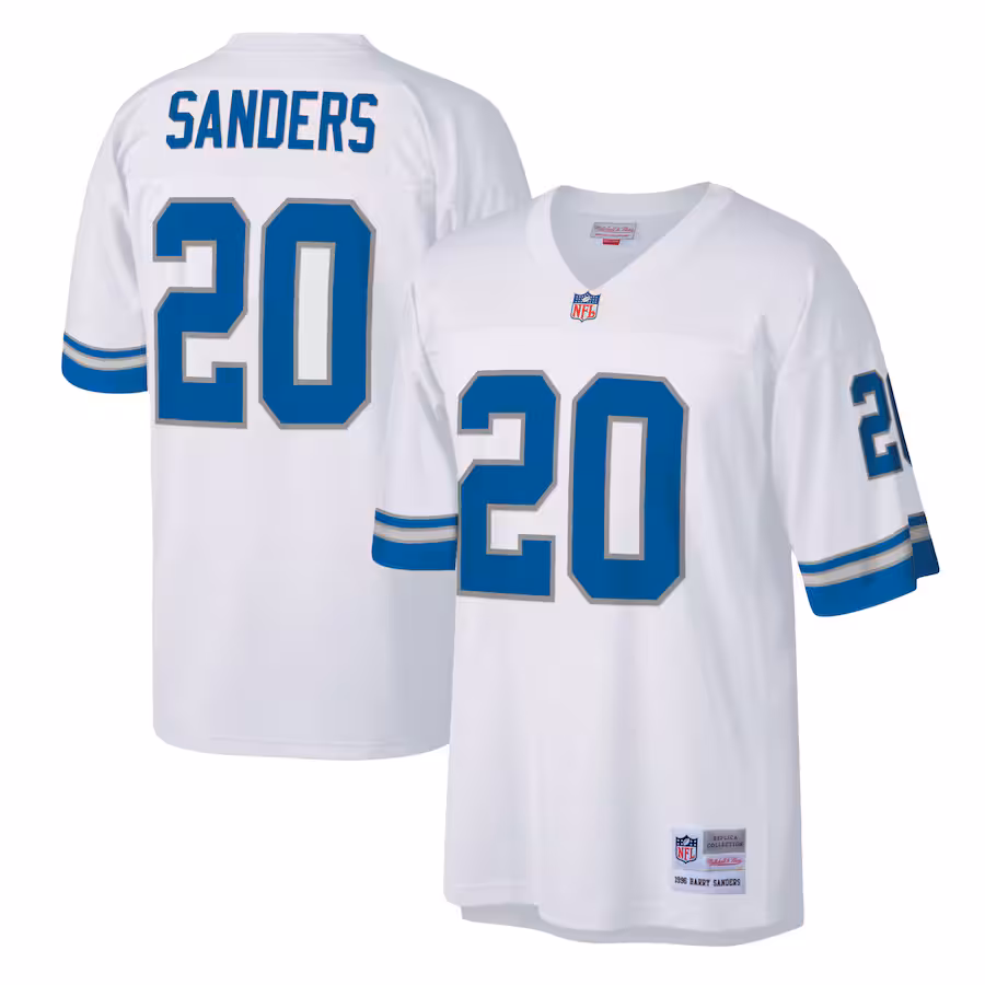 Men's Detroit Lions Barry Sanders Mitchell & Ness White Legacy Replica Jersey - Jersey