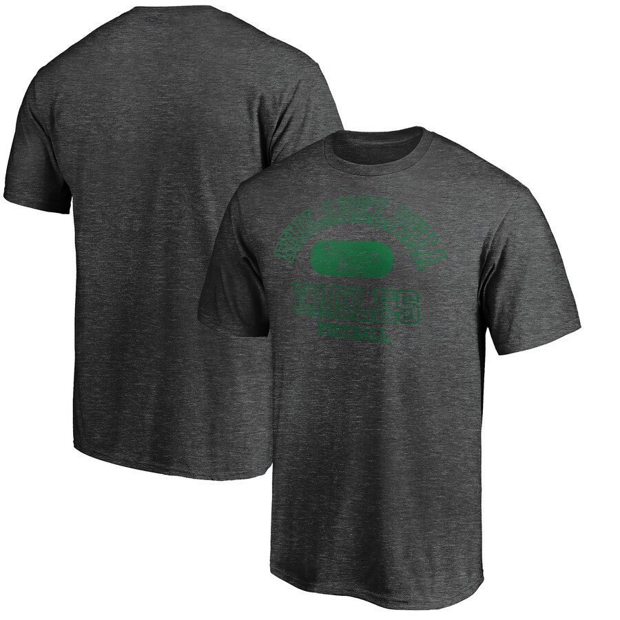 Men's Philadelphia Eagles Heather Charcoal Varsity Issued Throwback T-Shirt - Jersey