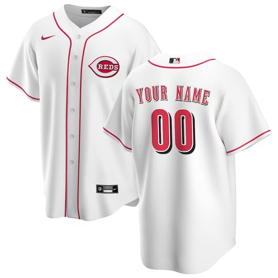 Men's Cincinnati Reds Nike White Home Replica Custom Jersey - Jersey