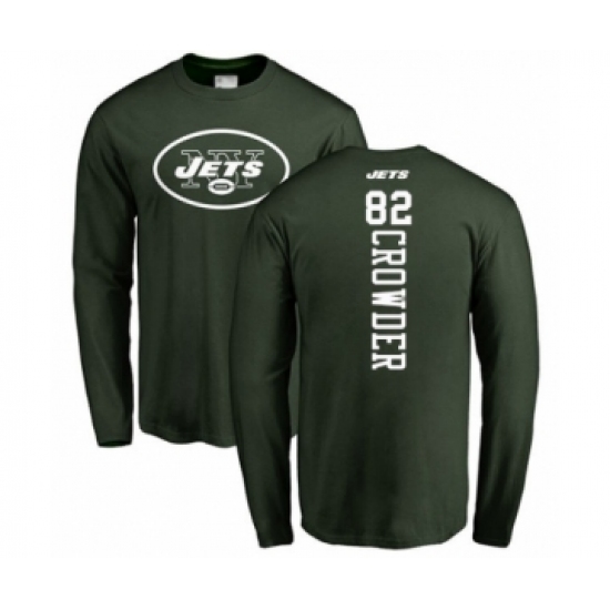 Football New York Jets #82 Jamison Crowder Green Backer Long Sleeve T-Shirt - Jersey