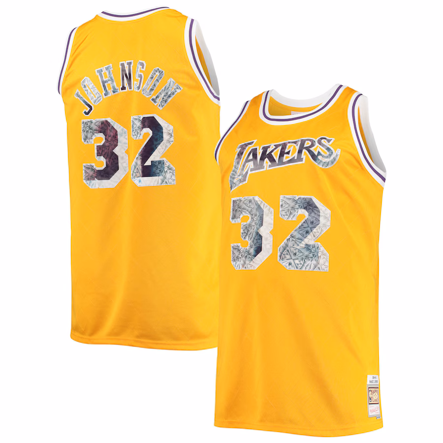 Men's Los Angeles Lakers Magic Johnson Mitchell & Ness Gold Big & Tall 1984/85 NBA 75th Anniversary Diamond Swingman Jersey - Jersey