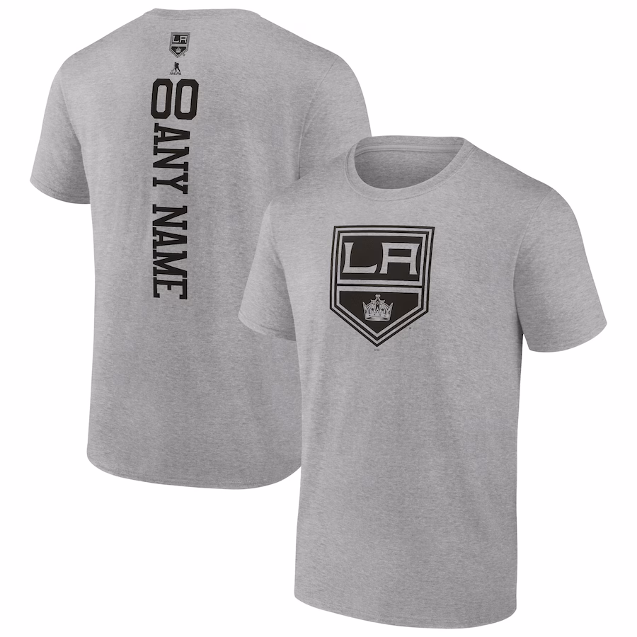 Men's Los Angeles Kings Heather Gray Personalized Name & Number T-Shirt - Jersey