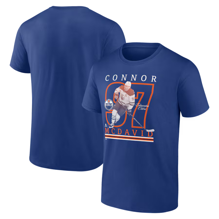 Men's Edmonton Oilers Connor McDavid Royal Player Show T-Shirt - Jersey